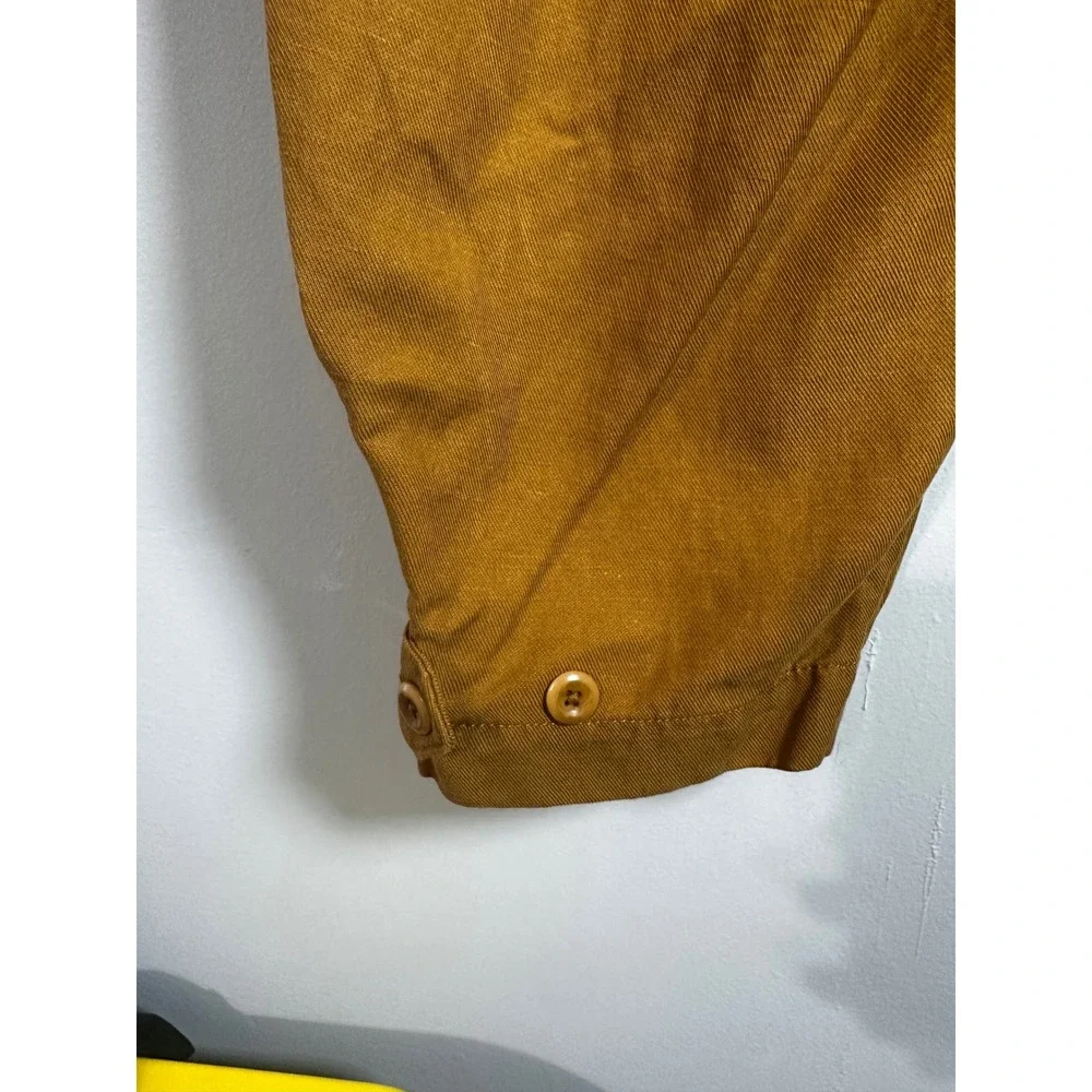 Banana‎ Republic Petite 4 Tencel Linen Cargo Pants Mustard Yellow Belted Utility